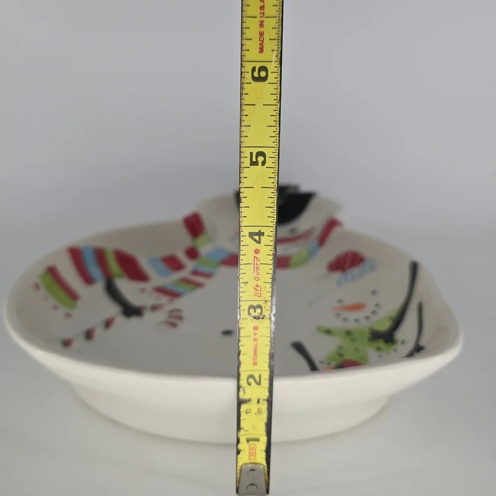 Vintage Snowman Serving Platter Cardinal Christmas Ceramic Dish 15 Inch